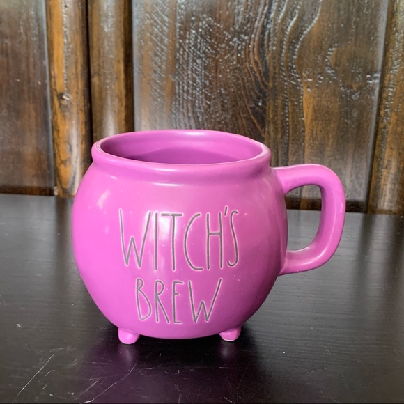 Rae Dunn WITCH’S BREW Double Sided Ceramic Cauldron Mug with Recipe - Purple - Picture 4 of 13